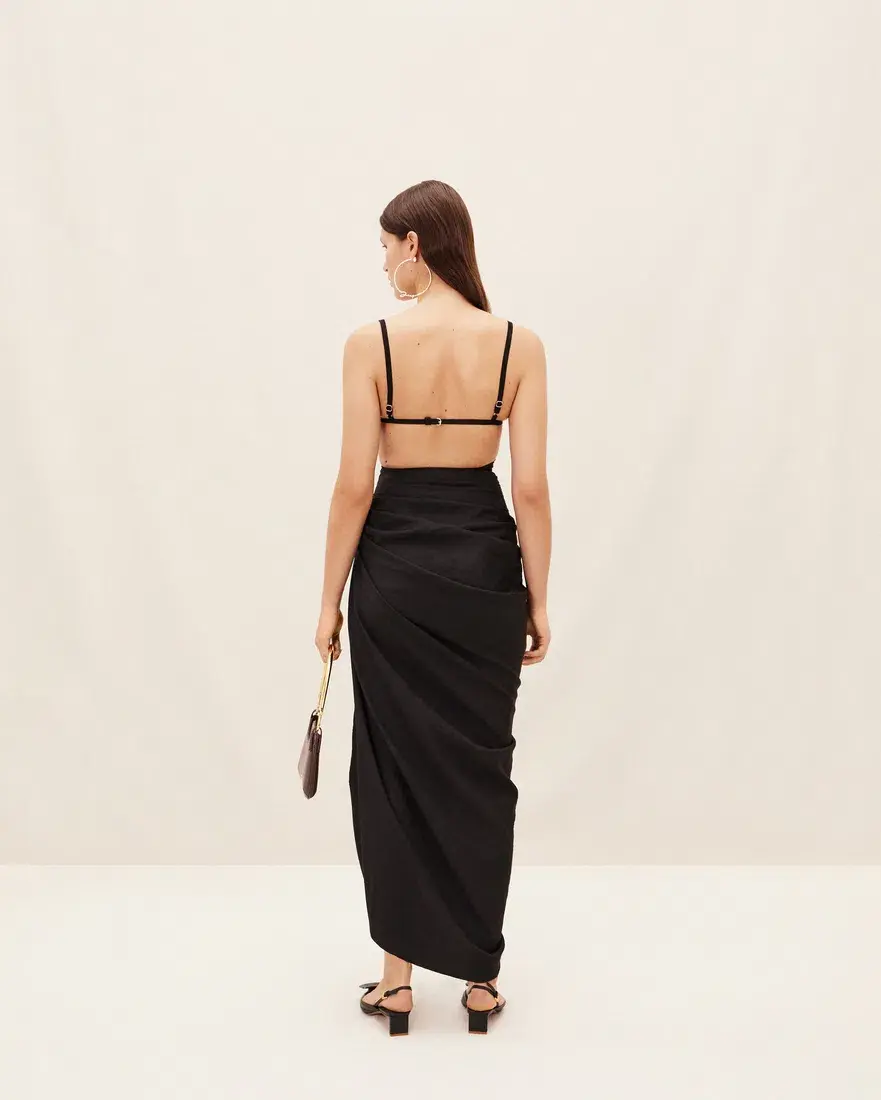 Jacquemus La Robe Saudade Asymmetrical Dress in Black Size 10 - Image 3