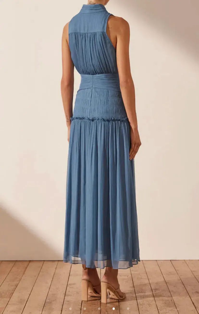 Shona Joy Noemi Sleeveless Button Up Midi Dress Ocean Size 10 / M - Image 2