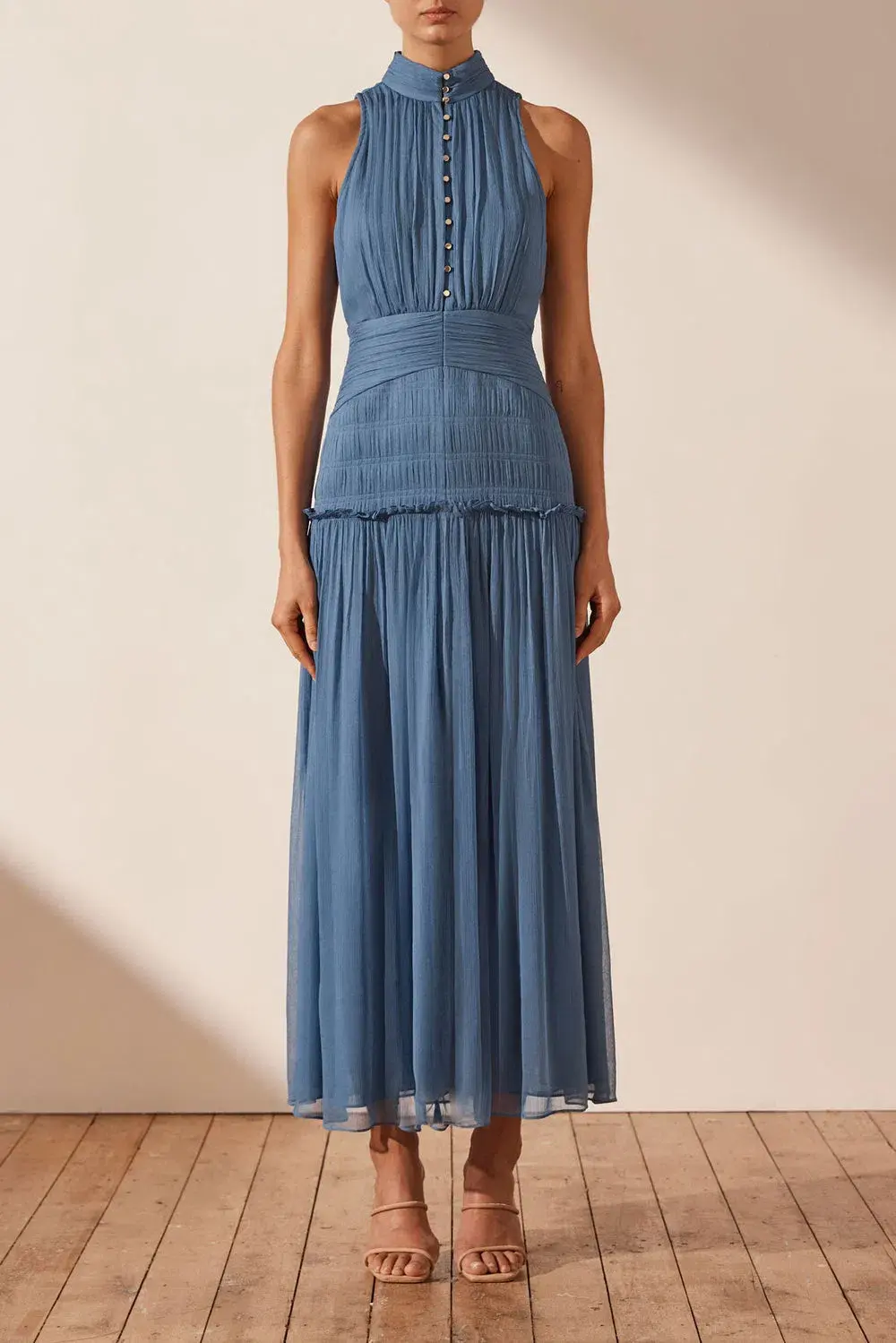Shona Joy Noemi Sleeveless Button Up Midi Dress Ocean Size 10 / M - Image 1
