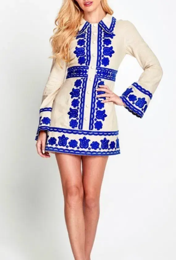 Alice McCall Wild Horses Mini Jacket Dress Blue Embroidery Size 8 / S - Image 4
