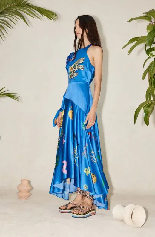 Alemais Soleil One Shoulder Midi Dress Blue Size 6 - Image 3