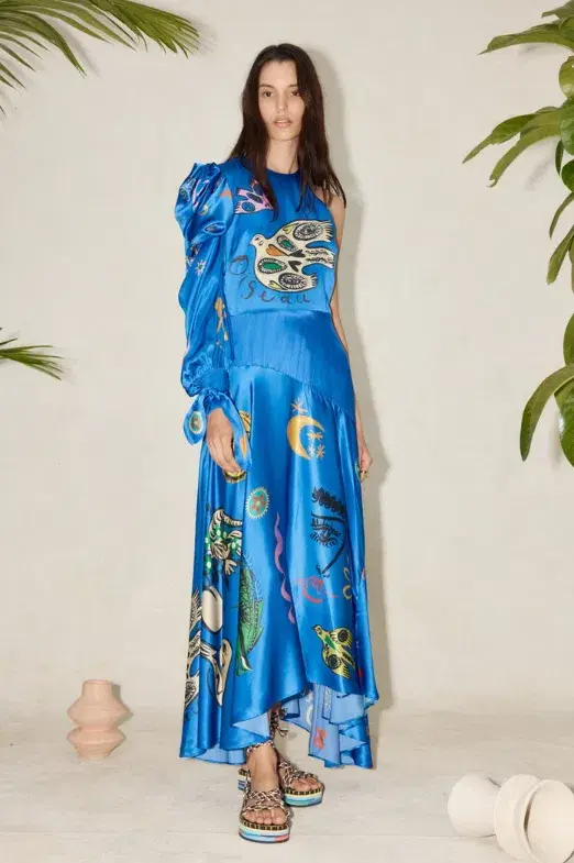 Alemais Soleil One Shoulder Midi Dress Blue Size 6 - Image 2