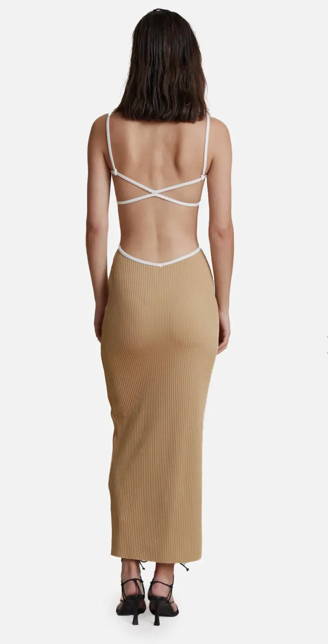 Bec & Bridge Coyote Midi Dress Nude Size AU 6 - Image 2