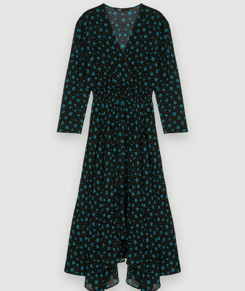 Maje Rayemia V-neck midi floral Black Size 38 / AU 10 - Image 3