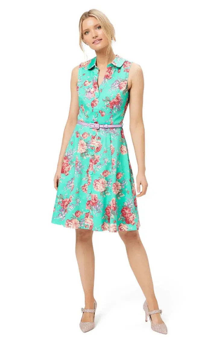 Review Pompeii Floral Shirtdress Mint Green Size AU 8 - Image 1
