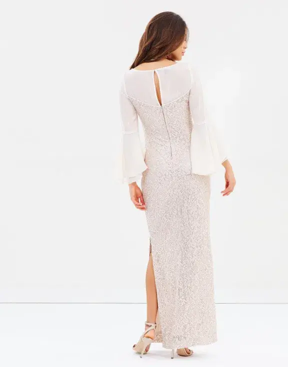 Montique Amelia Bell Sleeve Gown White Size AU 8 - Image 3