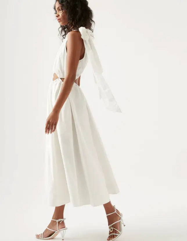 Aje Henriette Tie Strap Midi Dress Ivory Size 8 / S - Image 2