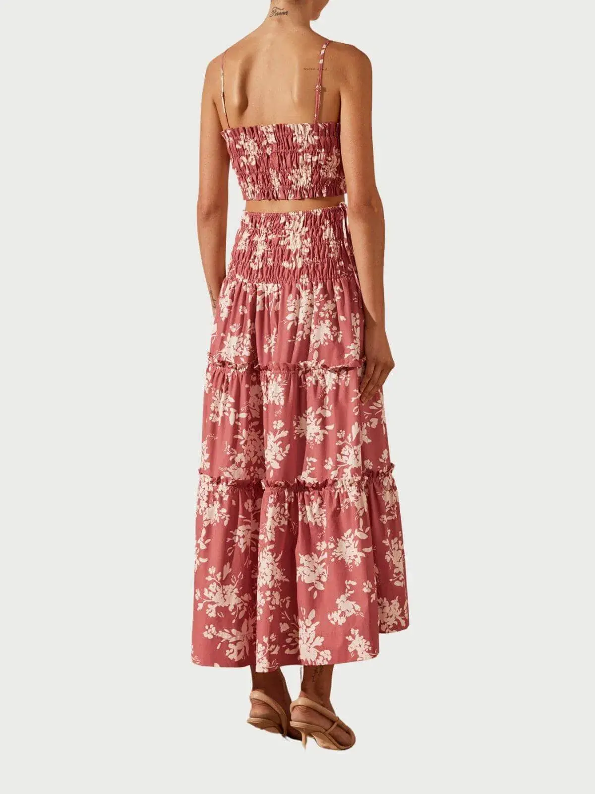 Shona Joy Cali Shirred Tiered Midi Dress Strawberry Size 14 / XL - Image 2