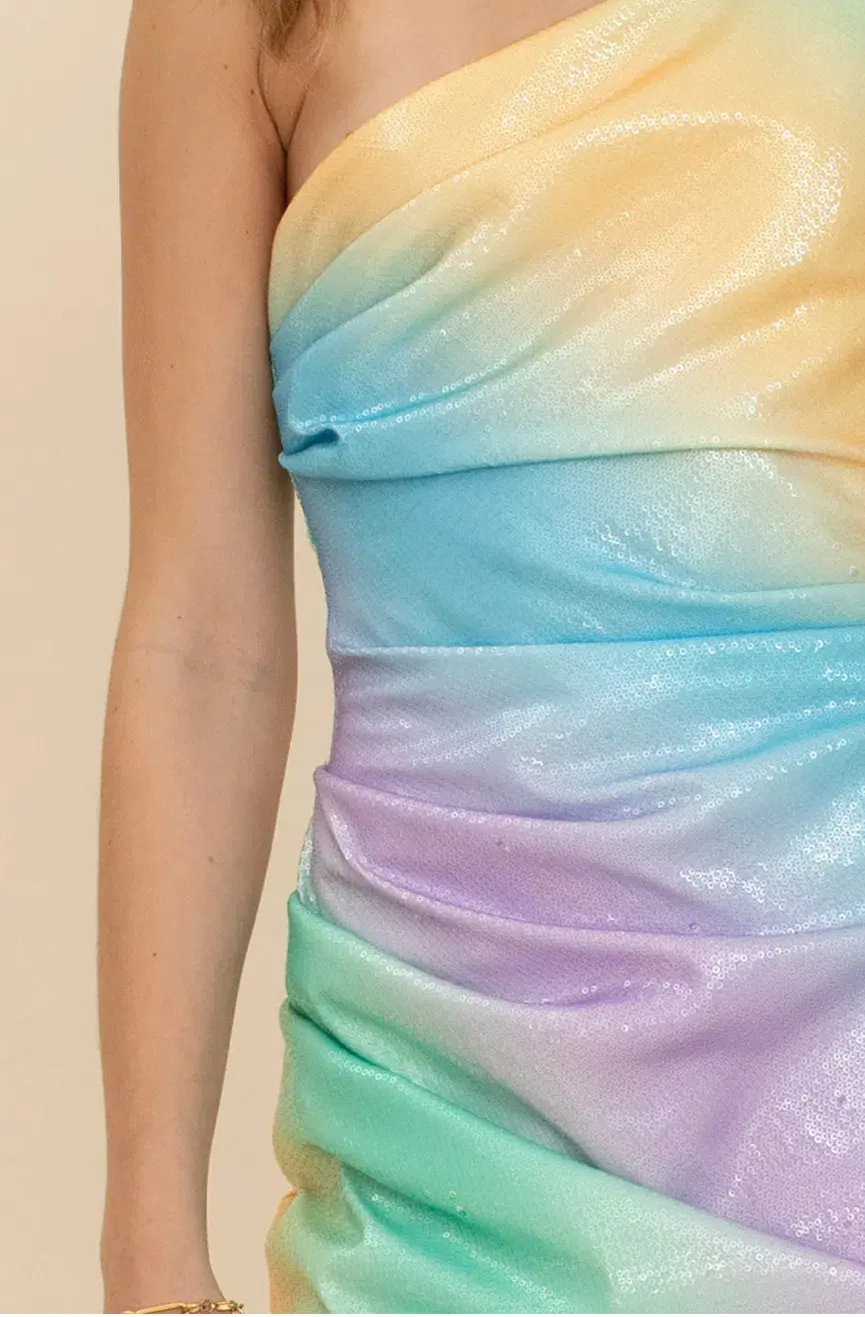 Suboo Ombre One Shoulder Split Mini Dress Multi Size XS / Au 6  - Image 4
