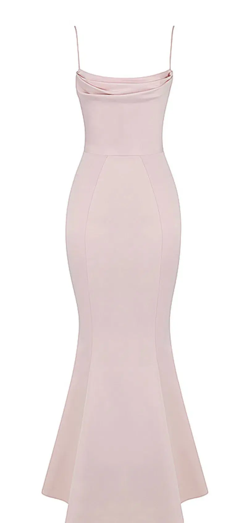 House of CB Violette Satin Fishtail Gown Blush Size Au 6 for rent on The Volte - main image