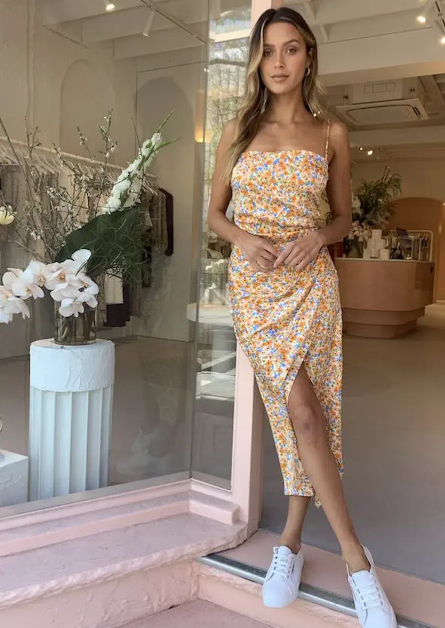 Bec & Bridge Heidi Midi Dress Orange Size AU 10 for rent on The Volte - main image