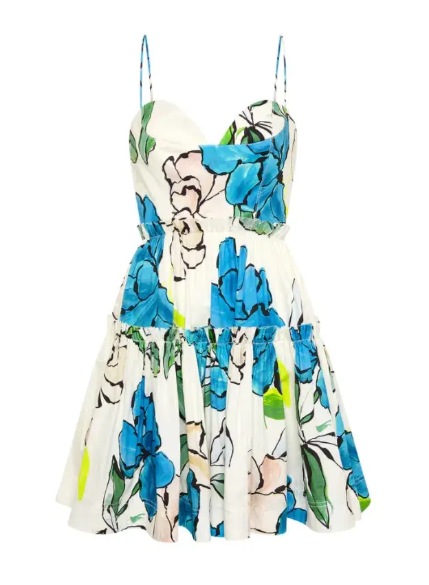 Aje Maya Tiered Mini Dress Cool Camellia Size AU 4 for rent on The Volte - main image