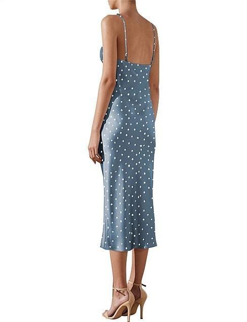 Shona Joy  Bias Slip Midi ICE BLUE / IVORY SPOT - Image 2