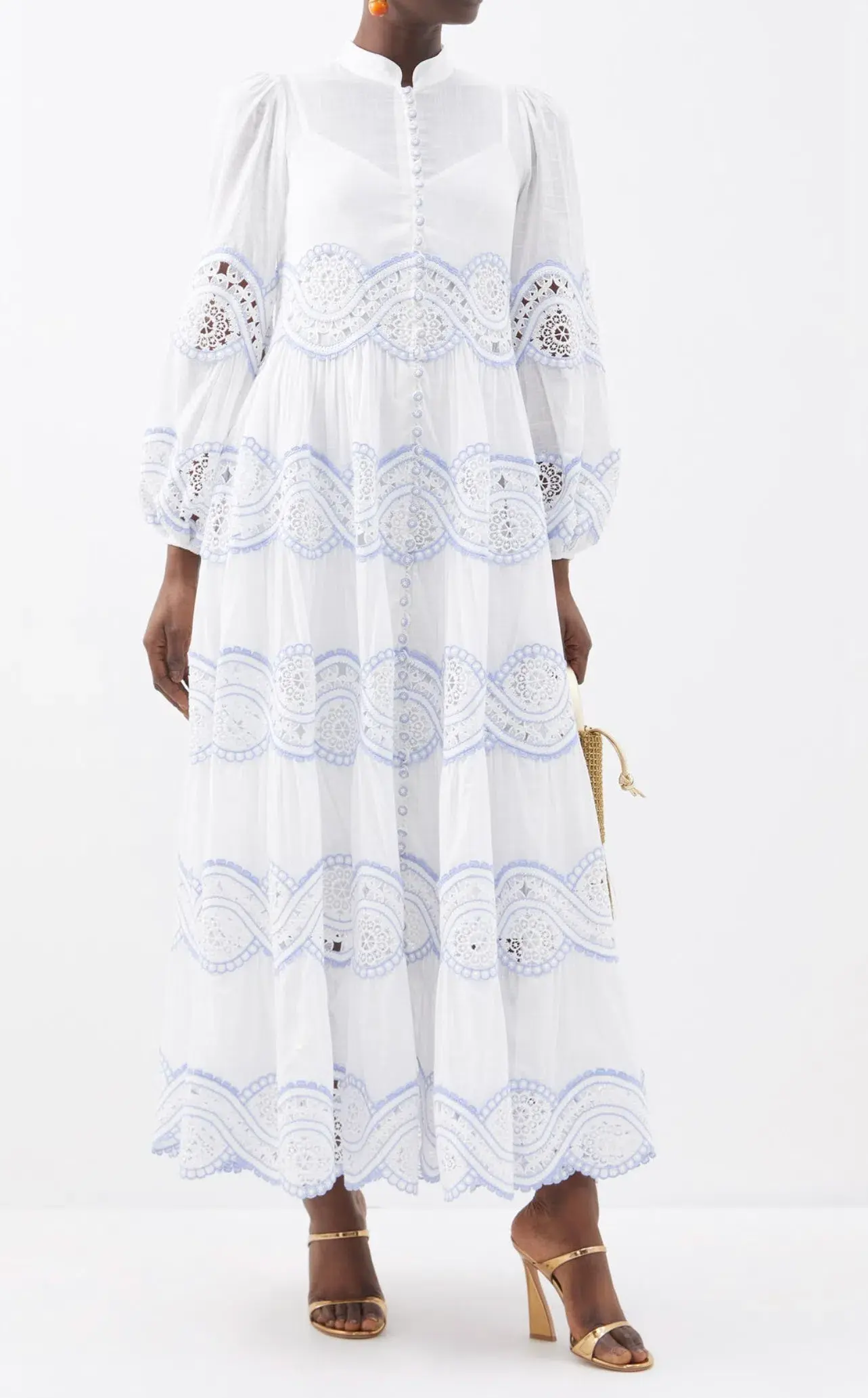Zimmermann Cira Tiered Trimmed Dress White Size AU 16 - Image 5