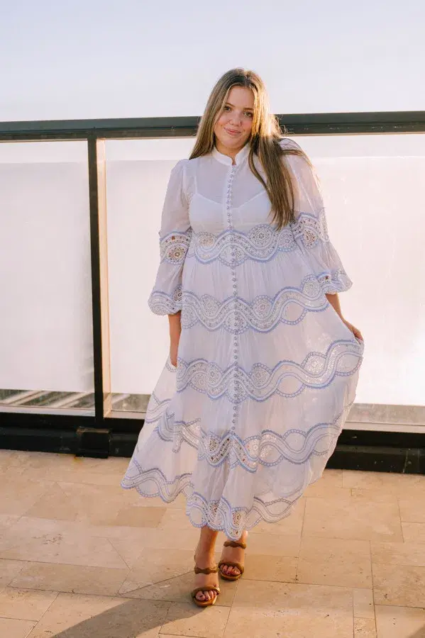 Zimmermann Cira Tiered Trimmed Dress White Size AU 16 - Image 2