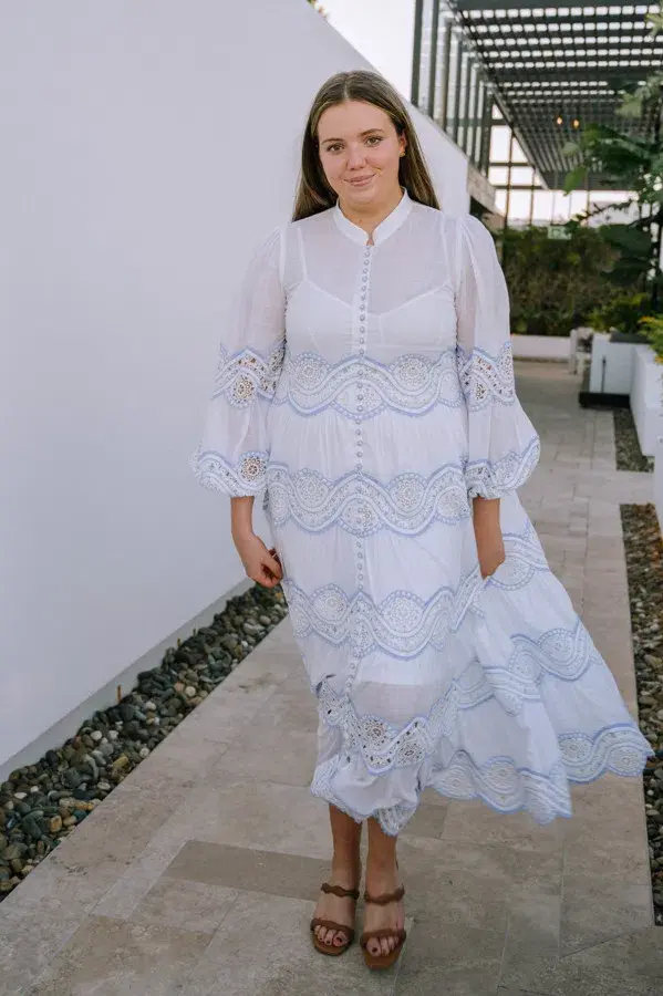 Zimmermann Cira Tiered Trimmed Dress White Size AU 16 - Image 4