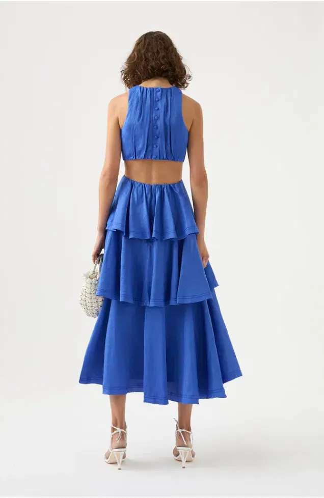 Aje Wave Cut Out Ring Midi Dress Blue Size 10 - Image 6