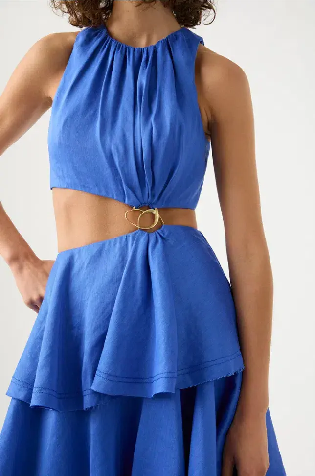 Aje Wave Cut Out Ring Midi Dress Blue Size 10 - Image 5