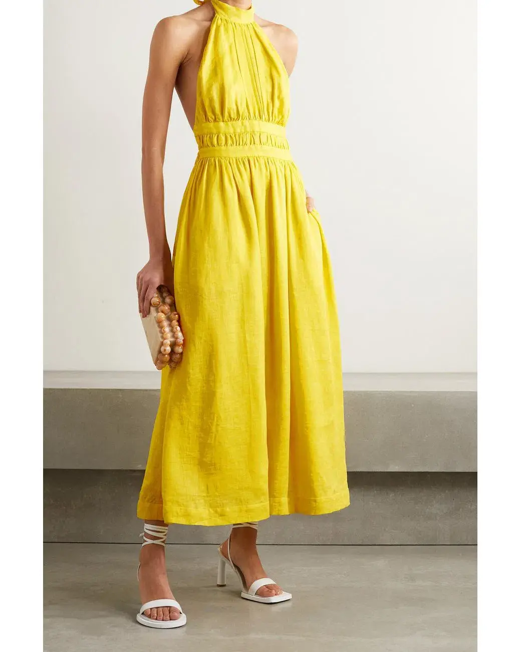 Zimmerman Shelly Linen Halter Neck Mini Dress Yellow Size 2/Au 12  - Image 1