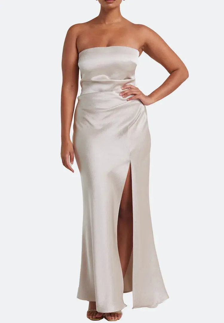 Bec & Bridge The Dreamer Strapless Maxi Dress in Sand Size 10 / M for rent on The Volte - main image