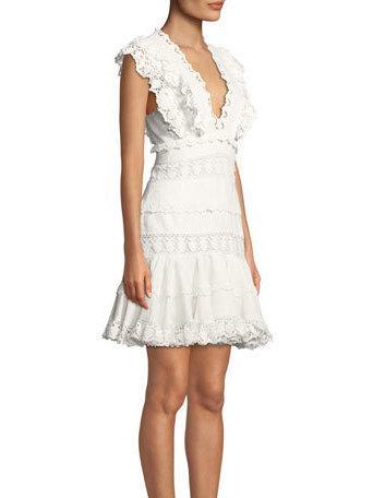 Zimmermann Wayfarer Paneled Flutter Mini Dress Ivory Size 8 - Image 4