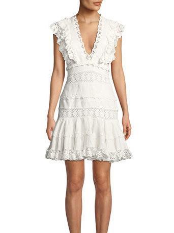 Zimmermann Wayfarer Paneled Flutter Mini Dress Ivory Size 8 - Image 2