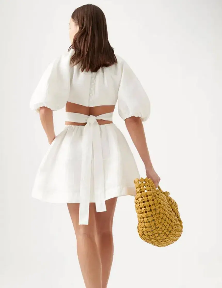 Aje Mimosa Cut Out Mini Dress Ivory Size 6 / XS - Image 3