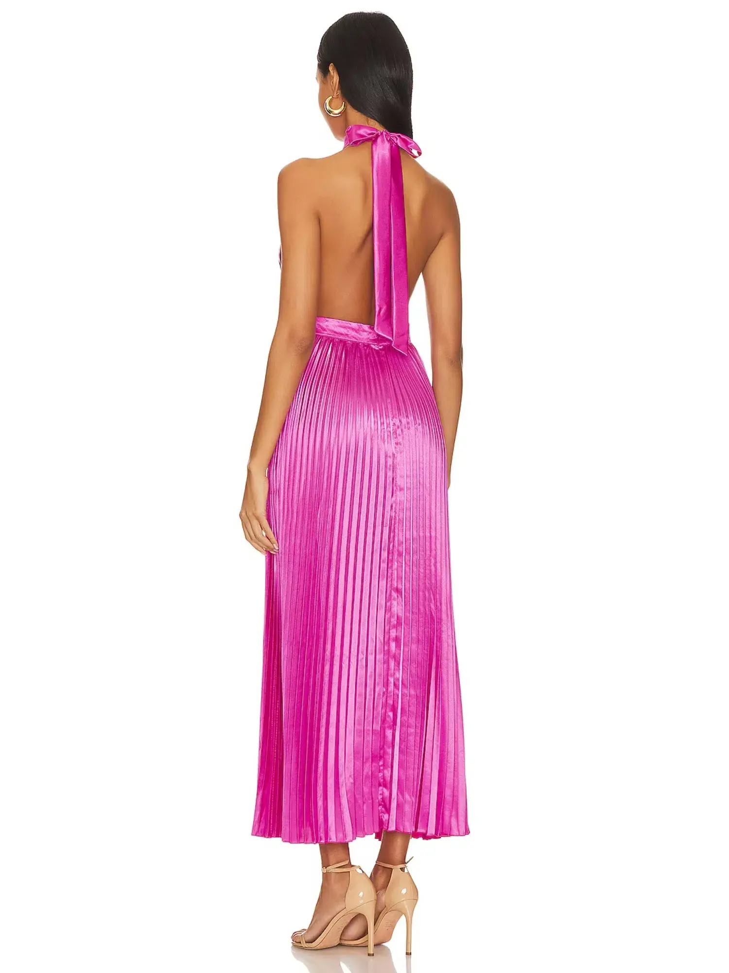 L'Idee Renaissance High Neck Split Gown in Flamingo Size M / AU 10  - Image 3