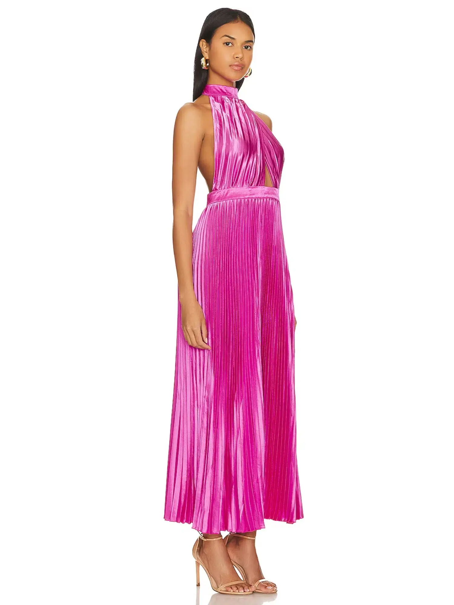 L'Idee Renaissance High Neck Split Gown in Flamingo Size M / AU 10  - Image 2