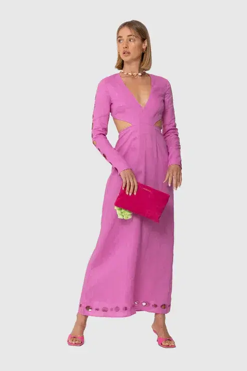 The Wolf Gang La Joya Cut Out Maxi Dress Pink Size M / AU 10 for rent on The Volte - main image