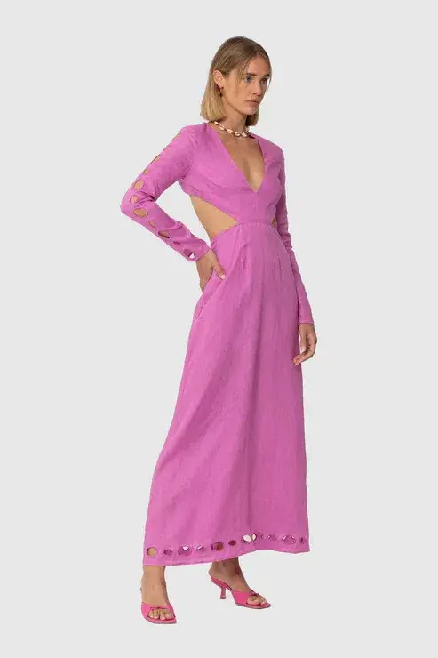 The Wolf Gang La Joya Cut Out Maxi Dress Pink Size M / AU 10 - Image 5