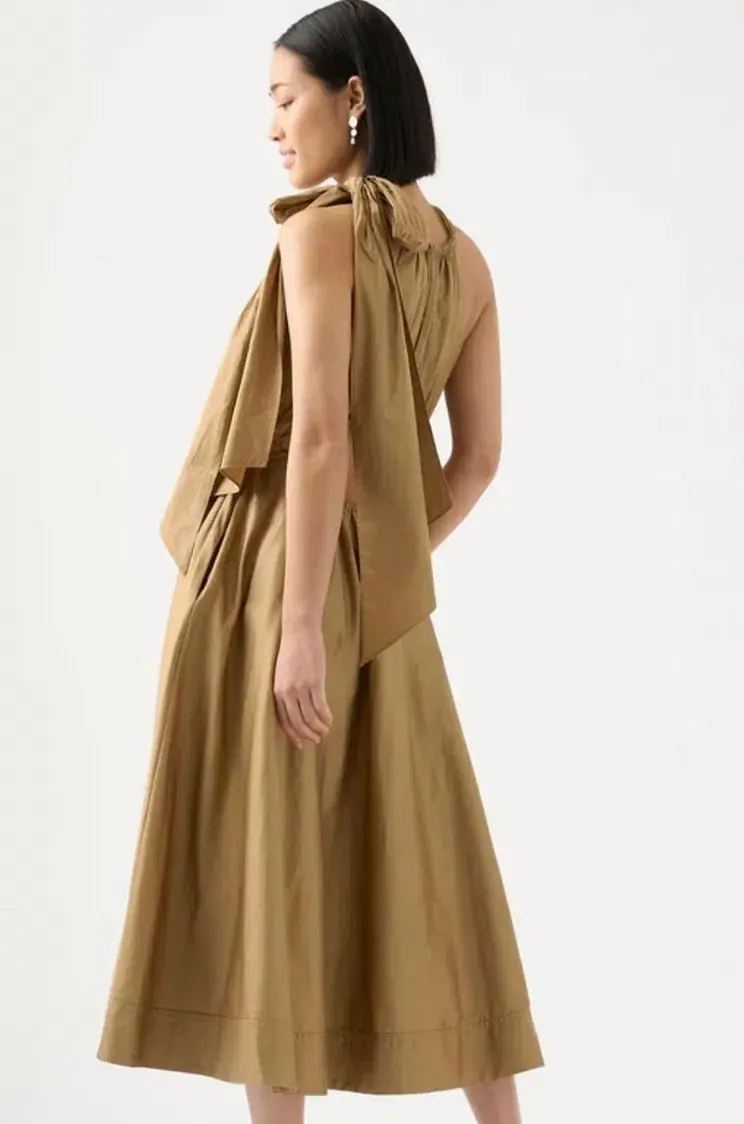 Aje Henriette Tie Strap Midi Dress Brown Size 6 / XS - Image 3