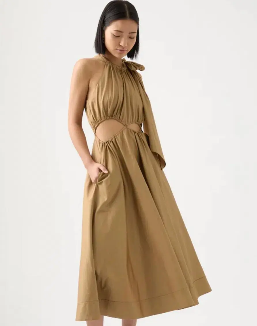 Aje Henriette Tie Strap Midi Dress Brown Size 6 / XS - Image 4