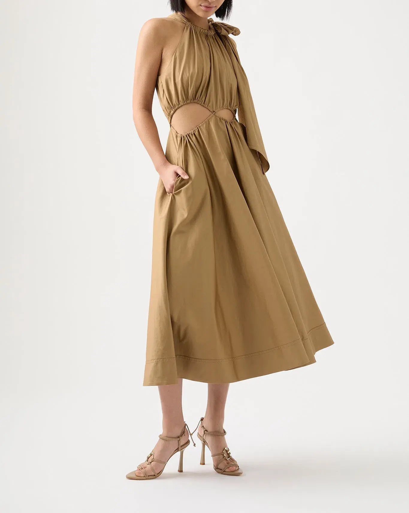 Aje Henriette Tie Strap Midi Dress Brown Size 6 / XS - Image 1