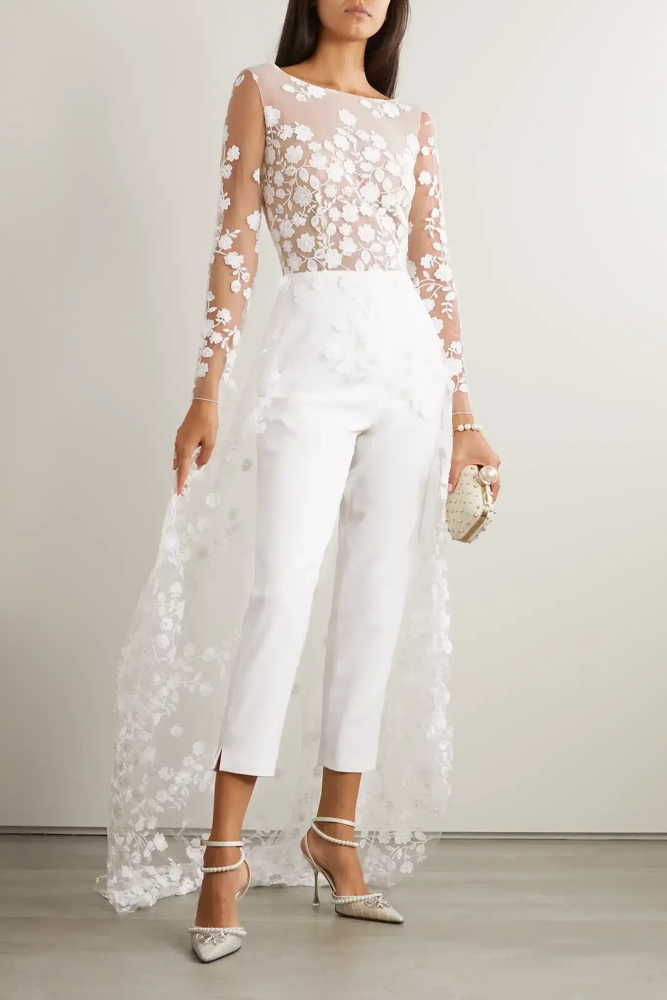 Rime Arodaky Patsy Lace Trimmed Jumpsuit White Size 6 - Image 1