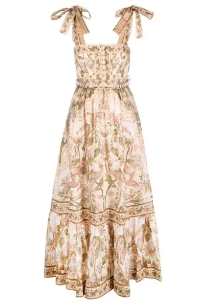 Zimmermann Lyre Picnic Dress in Khaki Palm Size 2/ AU 12 - Image 6