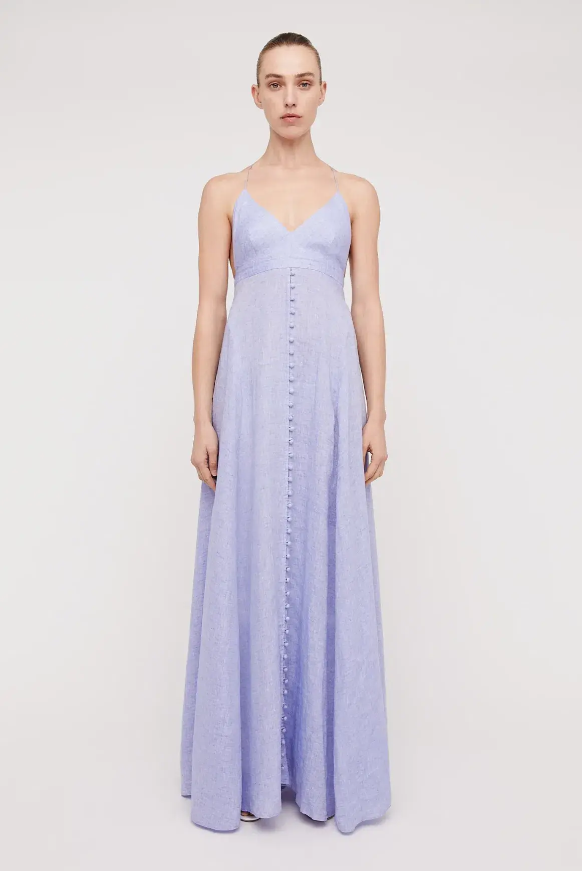Scanlan Theodore Italian Linen Shoestring Dress Lilac Size 8 - Image 1