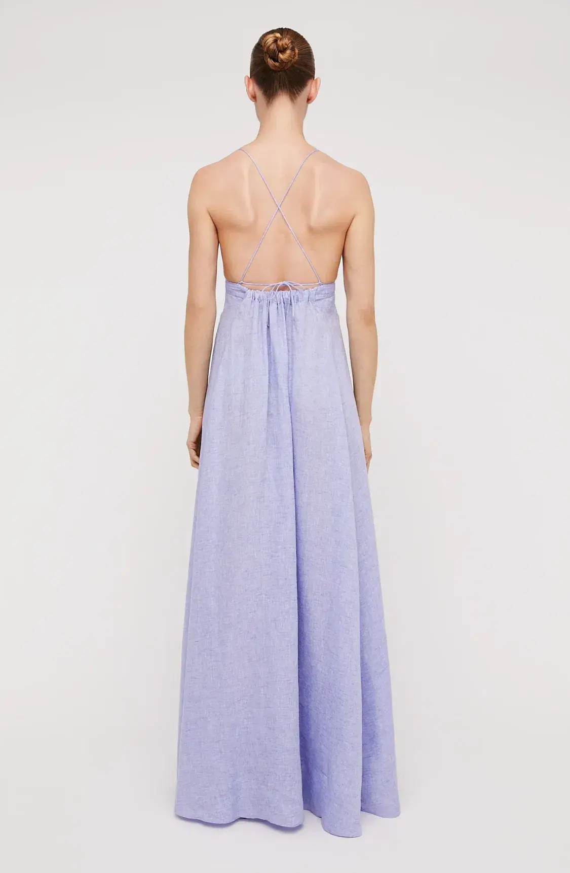 Scanlan Theodore Italian Linen Shoestring Dress Lilac Size 8 - Image 3
