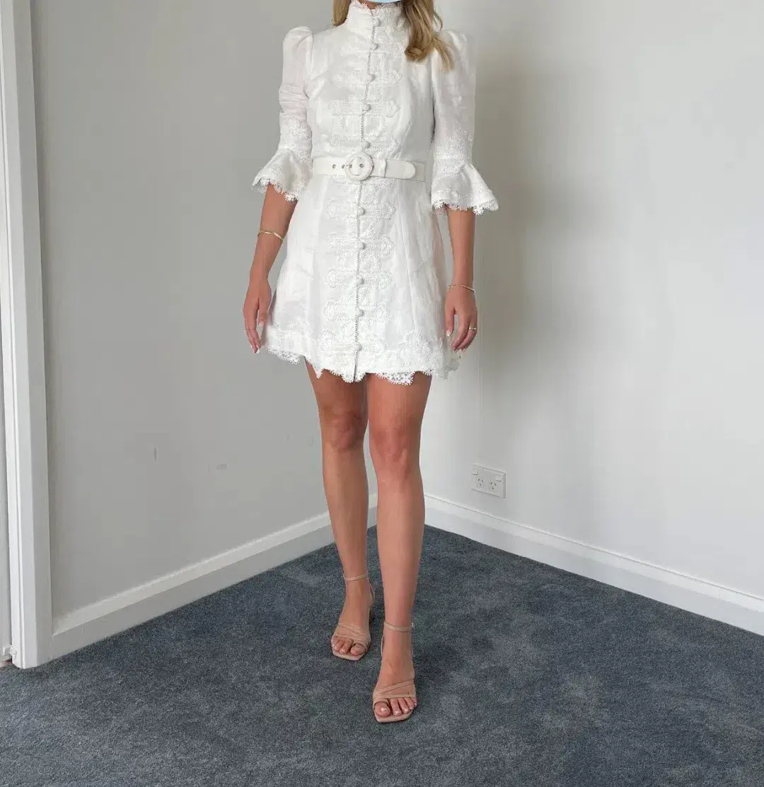 Zimmermann High Tide Applique Mini Dress Ivory Size 0 / Au 8 - Image 2