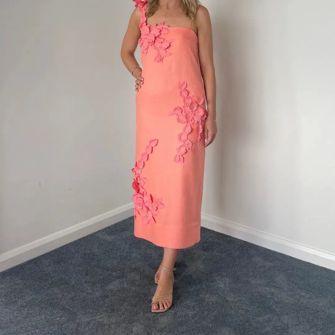 Zimmermann High Tide Lift Off Flower Midi Dress Guava Size 0 / Au 8 - Image 1