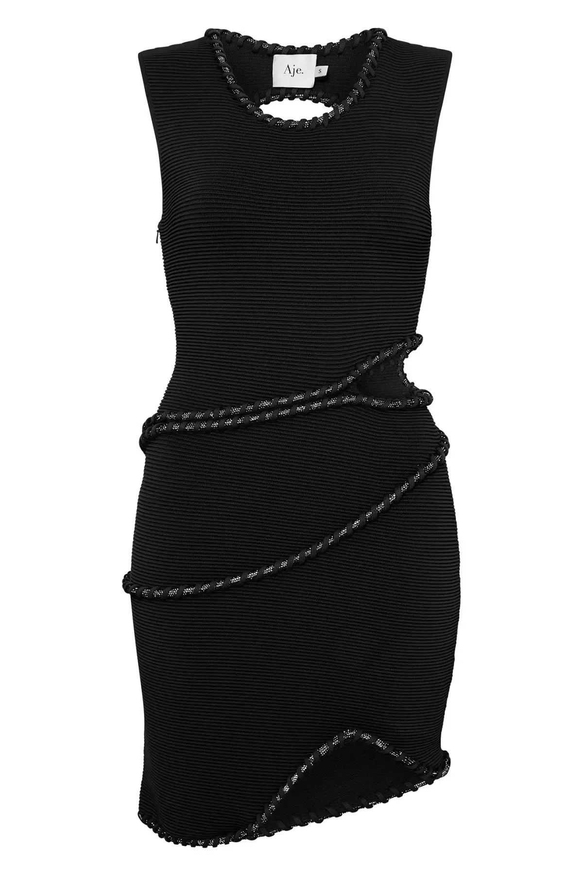 Aje Undulating Cut Out Mini Dress Black Size 8 - Image 5