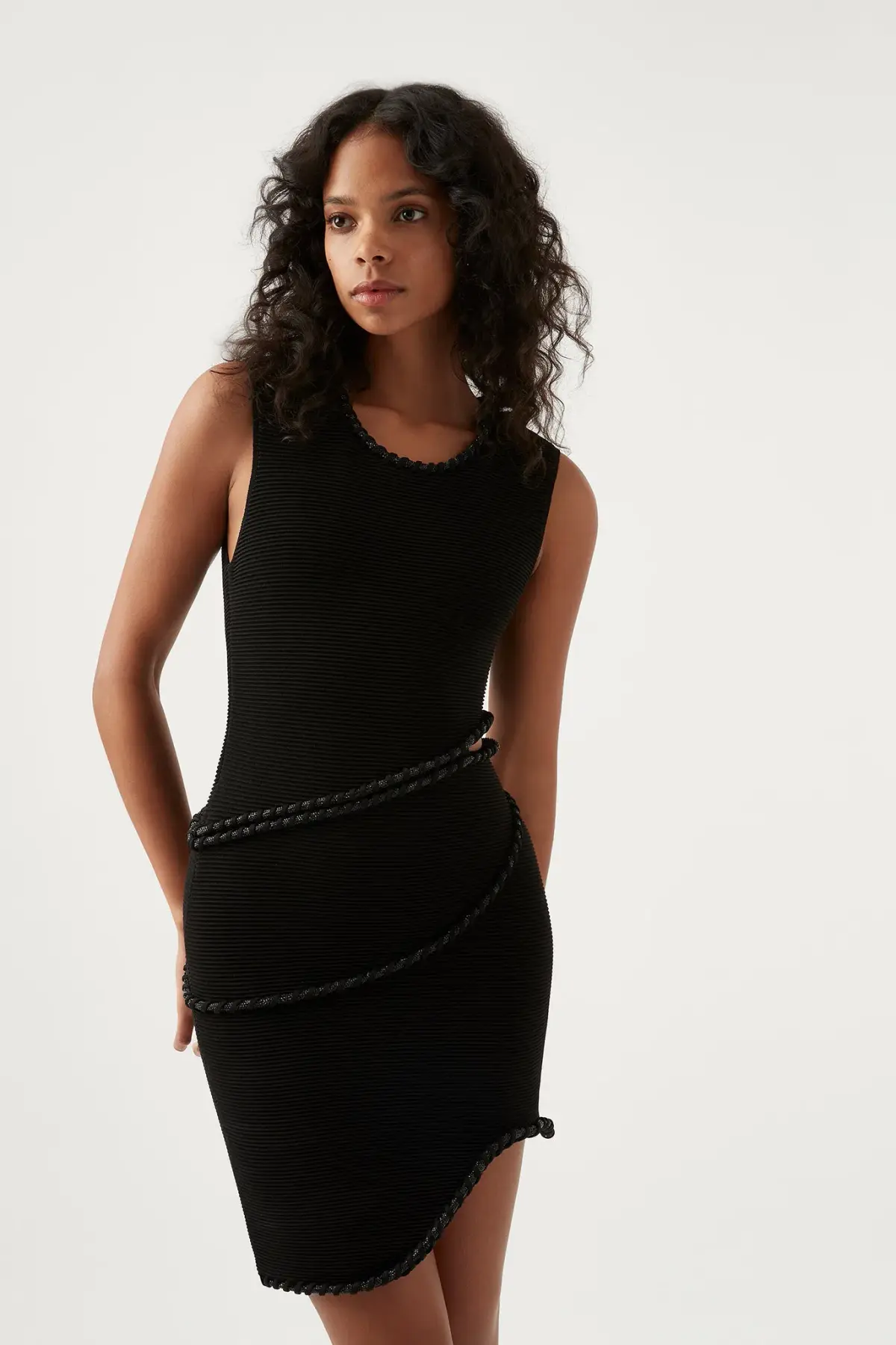 Aje Undulating Cut Out Mini Dress Black Size 8 - Image 2