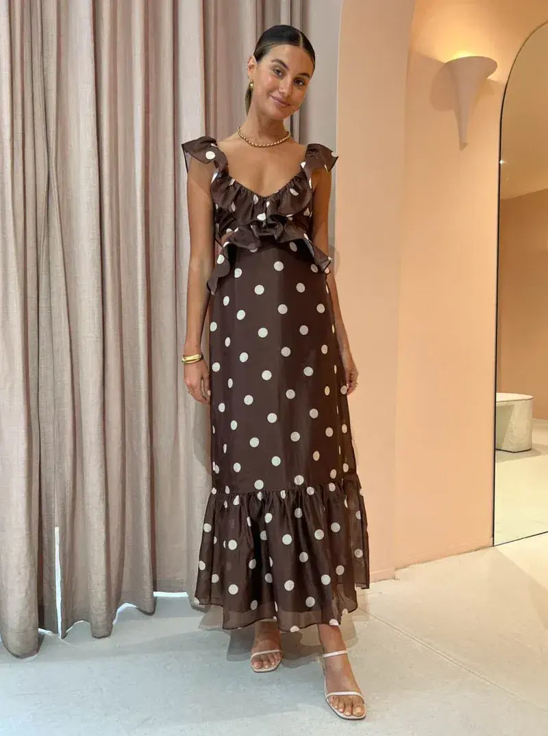 Sir the Label Vivi Frill Maxi Dress In Marlon Polka Dot Size 1 / AU 8 - Image 1