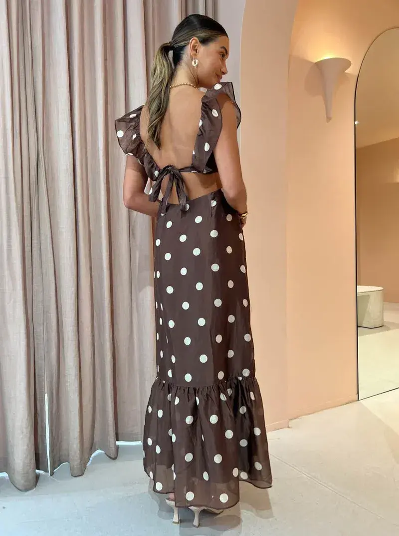 Sir the Label Vivi Frill Maxi Dress In Marlon Polka Dot Size 1 / AU 8 - Image 2