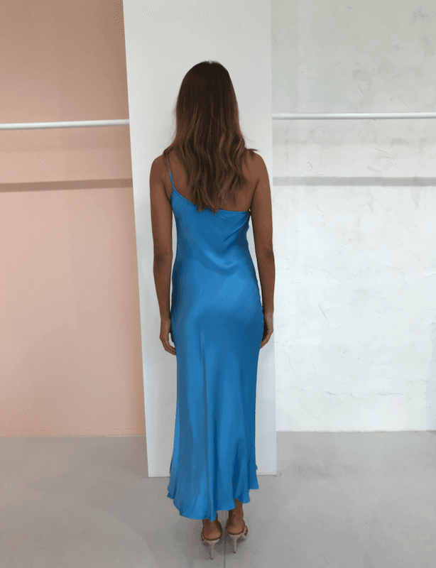 Bec & Bridge Frederic Asym Midi Dress Azure Blue Size 14 - Image 4
