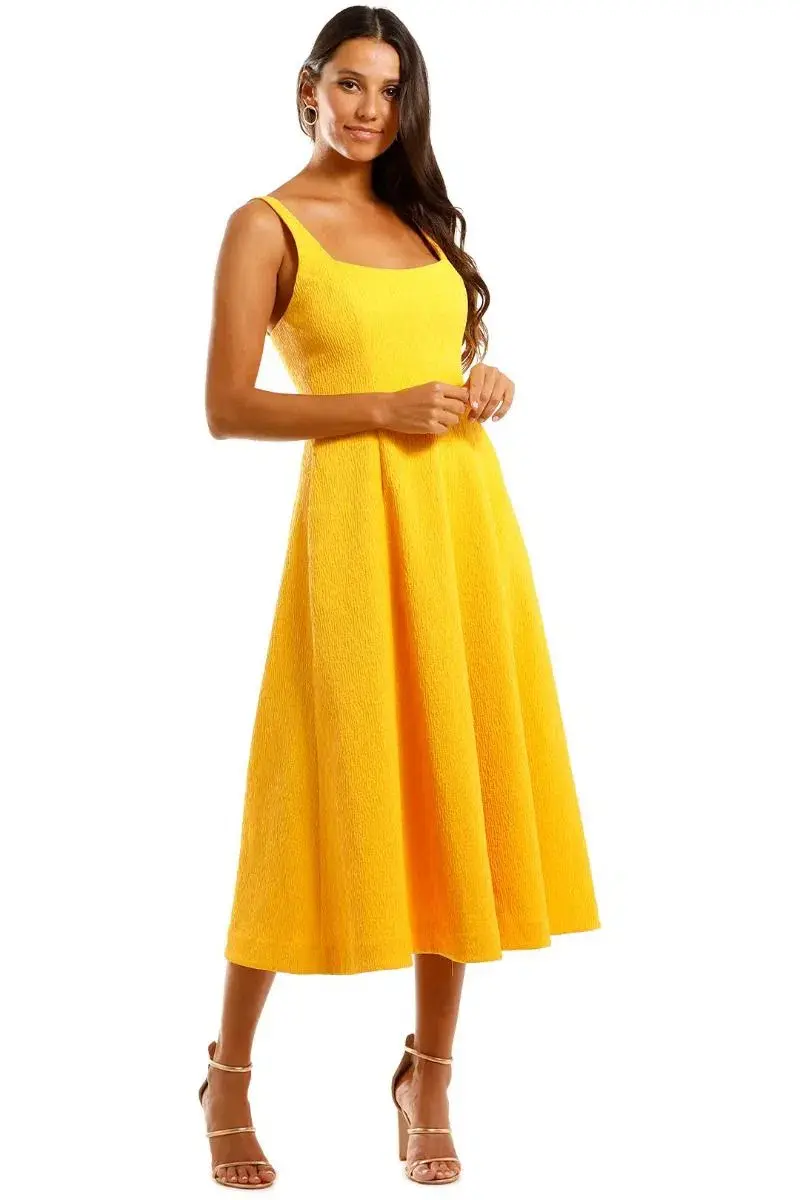 Rebecca Vallance Andie Strap Midi Dress Yellow Size AU 12 - Image 1