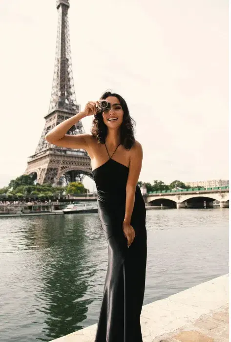 Meshki Avery Satin Maxi Halter Dress - Black Size XS / AU 6 for rent on The Volte - main image