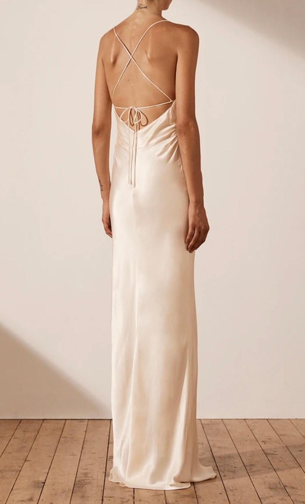 Shona Joy La Lune Lace Back Maxi Dress Cream Size 6 - Image 3