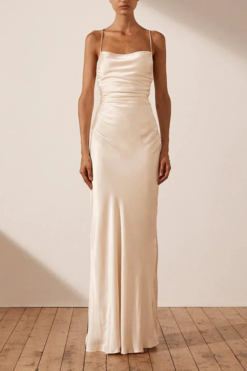 Shona Joy La Lune Lace Back Maxi Dress Cream Size 6 - Image 1