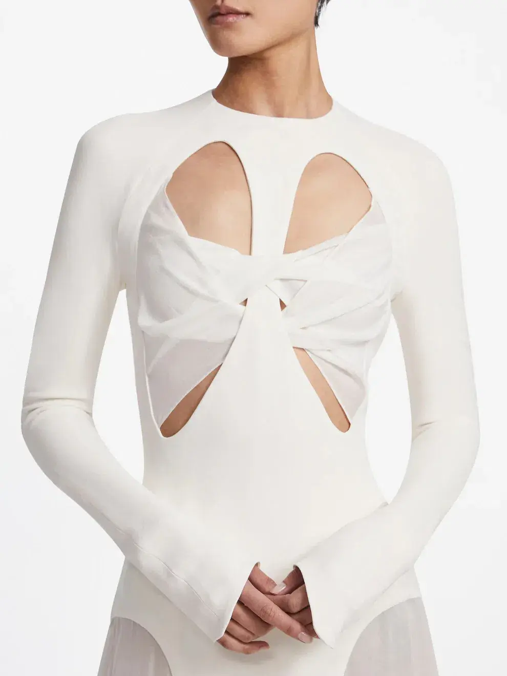 Dion Lee Split Godet Dress Ivory Size AU 8 - Image 3